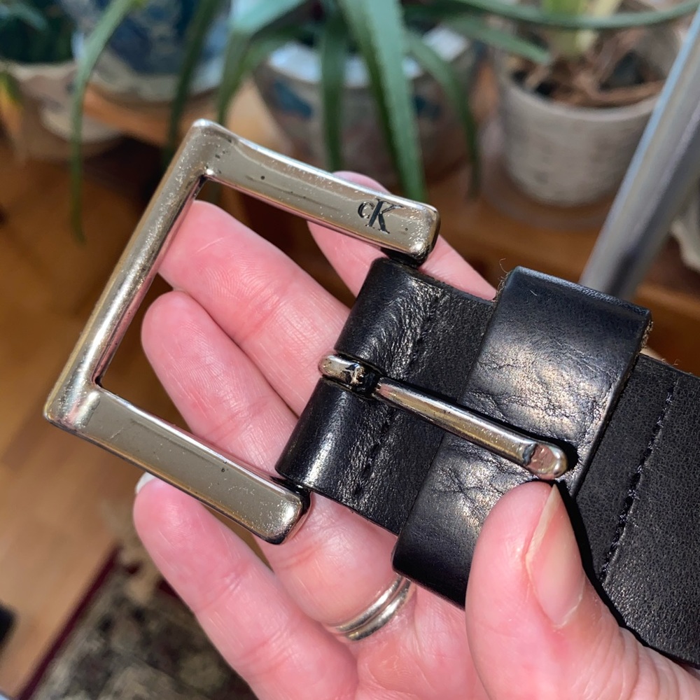 Calvin Klein Black Leather Belt (says 34 but seems to fit better for 30/31)